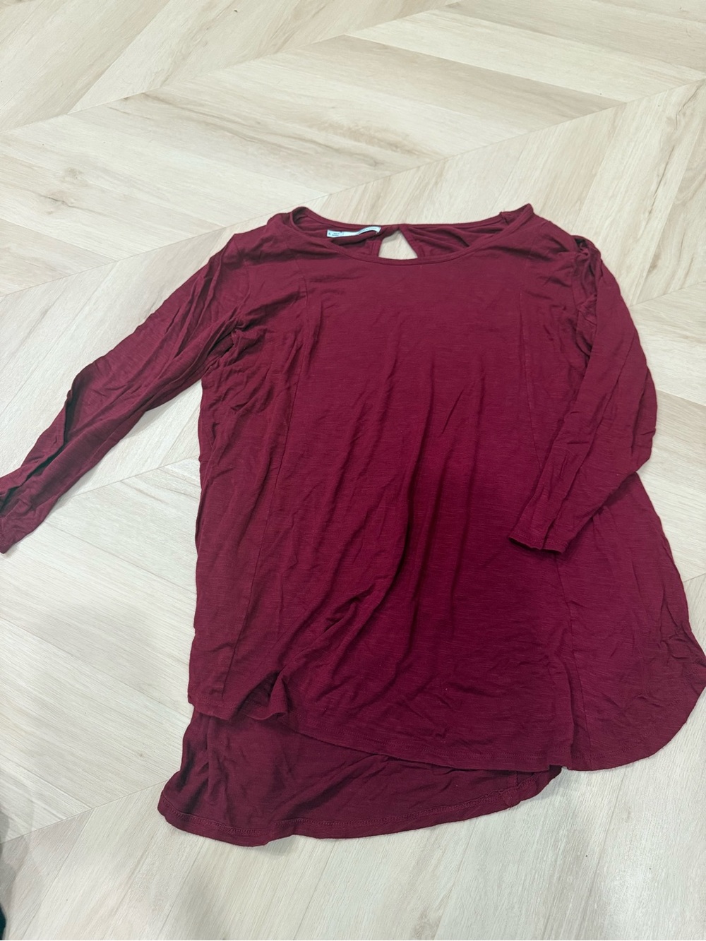 Maurices Burgundy Long Sleeve Keyhole Tunic